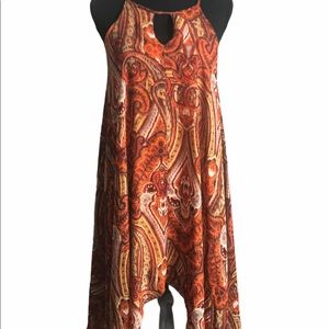 Orange spaghetti strap asymmetrical dress